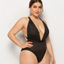 Backless Bikini Plus Size One-Piece Swimsuit in Black - LMT001-B-O