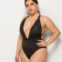 Backless Bikini Plus Size One-Piece Swimsuit in Black - LMT001-B-O