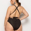 Backless Bikini Plus Size One-Piece Swimsuit in Black - LMT001-B-O
