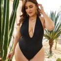 Bikini Plus Size One-Piece Swimsuit in Black - LMT003-B-O