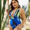 Bikini Plus Size One-Piece Swimsuit in Blue - LMT003-BL-O
