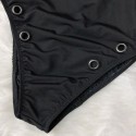 Deep V Backless Plus Size One-Piece Swimsuit in Black - LMT006-B-O