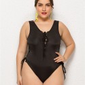 Bikini Plus Size One-Piece Swimsuit in Black - LMT009-B-O