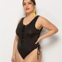 Bikini Plus Size One-Piece Swimsuit in Black - LMT009-B-O