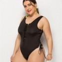 Bikini Plus Size One-Piece Swimsuit in Black - LMT009-B-O