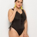 Bikini Plus Size One-Piece Swimsuit in Black - LMT009-B-O