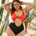 Backless Plus Size One-Piece Swimsuit in Red - LMT010-RB-O