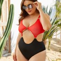Backless Plus Size One-Piece Swimsuit in Red - LMT010-RB-O