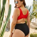 Backless Plus Size One-Piece Swimsuit in Red - LMT010-RB-O