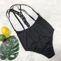 Skinny Open Back One-Piece Swimsuit in Black - LMT011-B-N