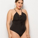 Open Back Plus Size One-Piece Swimsuit in Black - LMT011-B-O