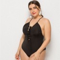 Open Back Plus Size One-Piece Swimsuit in Black - LMT011-B-O