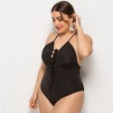 Open Back Plus Size One-Piece Swimsuit in Black - LMT011-B-O