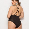 Open Back Plus Size One-Piece Swimsuit in Black - LMT011-B-O