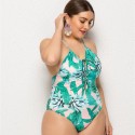 Open Back Plus Size One-Piece Swimsuit in Teal - LMT011-BL-O