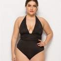 Bikini Plus Size One-Piece Swimsuit in Black - LMT012-B-O