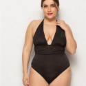 Bikini Plus Size One-Piece Swimsuit in Black - LMT012-B-O