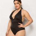 Bikini Plus Size One-Piece Swimsuit in Black - LMT012-B-O