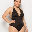 Bikini Plus Size One-Piece Swimsuit in Black - LMT012-B-O