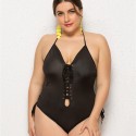 Sling Sexy Plus Size One-Piece Swimsuit in Black - LMT015-B-O