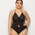 Sling Sexy Plus Size One-Piece Swimsuit in Black - LMT015-B-O