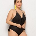 Sling Sexy Plus Size One-Piece Swimsuit in Black - LMT015-B-O