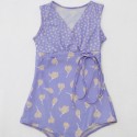 Elegant Strappy Diving One-Piece Swimsuit in Purple - LMT029-P-N