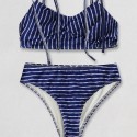 Sling Backless Bikini Two-Piece Swimsuit with Blue Stripes - LMT042-B-N