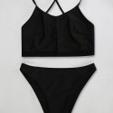 Backless High-Waist Bikini Two-Piece Swimsuit in Black - LMT049-B-N