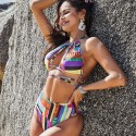 Sexy Backless Bikini Multicolored Two-Piece Swimsuit - LMT061-MC-N