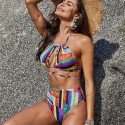 Sexy Backless Bikini Multicolored Two-Piece Swimsuit - LMT061-MC-N
