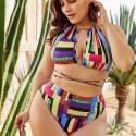 Sexy Bikini Plus Size Multicolored Two-Piece Swimsuit - LMT061-MC-O
