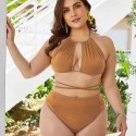 Sexy Bikini Plus Size Two-Piece Swimsuit in Orange-Yellow - LMT061-Y-O