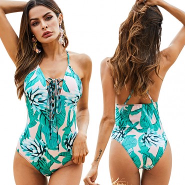 Skinny Open Back One-Piece Swimsuit in Teal