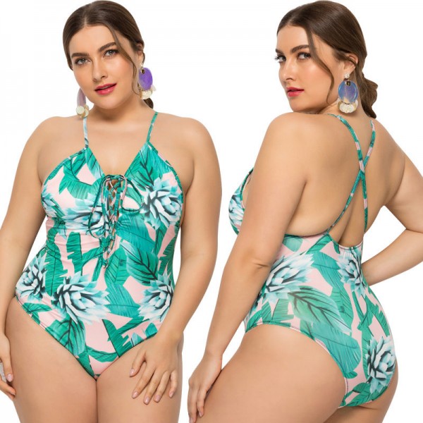 Open Back Plus Size One-Piece Swimsuit in Teal