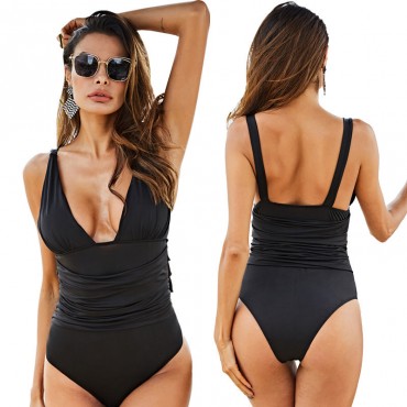 Sexy Backless Bikini One-Piece Swimsuit in Black