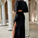 Irregular Ruched Party Dress in Black - LMT064-B-N