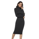 High Neck Knitted Long Sleeve Dress in Black - LMT069-B-N