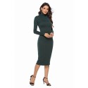 High Neck Knitted Long Sleeve Dress in Green - LMT069-GR-N