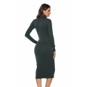High Neck Knitted Long Sleeve Dress in Green - LMT069-GR-N