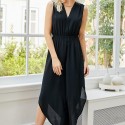 Summer V Neck High Waist Dress in Black - LMT074-B-N