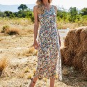 Summer Slit Beach Sling Dress in Blue and Red - LMT075-NO2-N