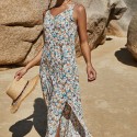 Summer Slit Beach Sling Dress in Blue and White - LMT075-NO4-N