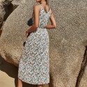 Summer Slit Beach Sling Dress in Blue and White - LMT075-NO4-N