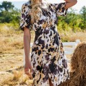 Summer Sexy Square Neck Dress in Yellow and Black - LMT076-Y-N