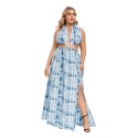 Summer Sexy Plus Size Backless Dress in Blue - LMT077-B-O