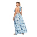 Summer Sexy Plus Size Backless Dress in Blue - LMT077-B-O