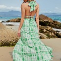 Summer Sexy Slit Backless Dress in Green - LMT077-G-N