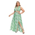 Summer Sexy Plus Size Backless Dress in Green - LMT077-G-O