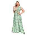 Summer Sexy Plus Size Backless Dress in Green - LMT077-G-O